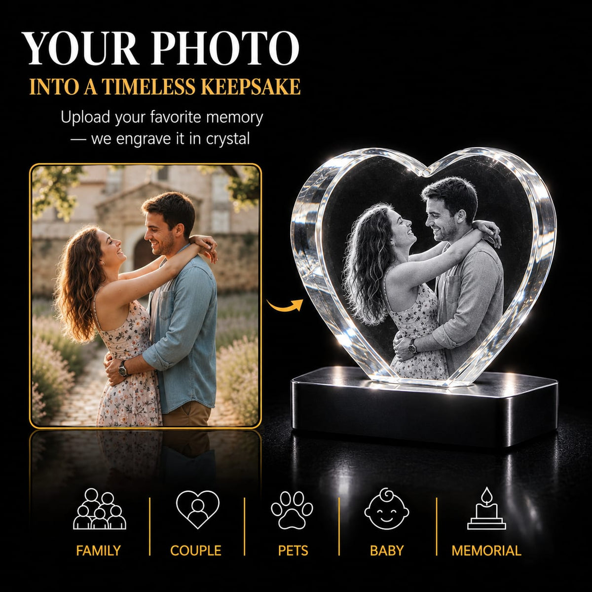 3D Heart Crystal image 3